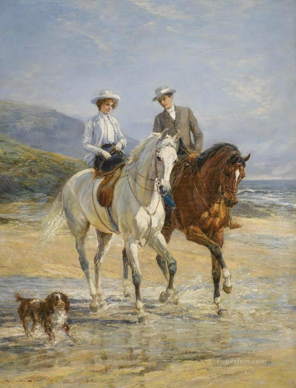 Encuentro de pareja por el deporte de equitación Stile Heywood Hardy Pintura al óleo